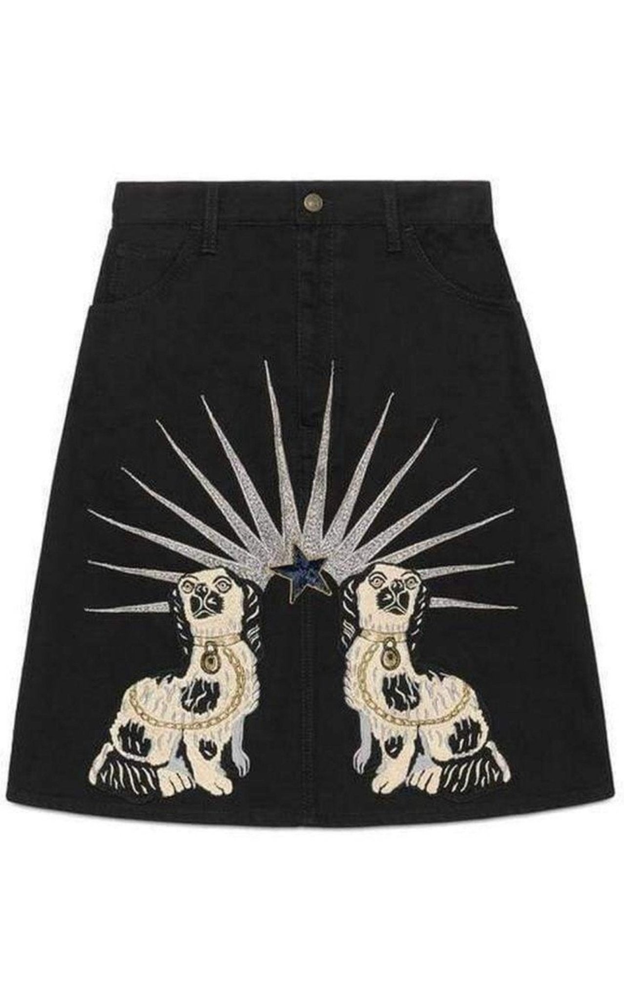 Gucci Embroidered Black Denim Mini Skirt - Runway Catalog