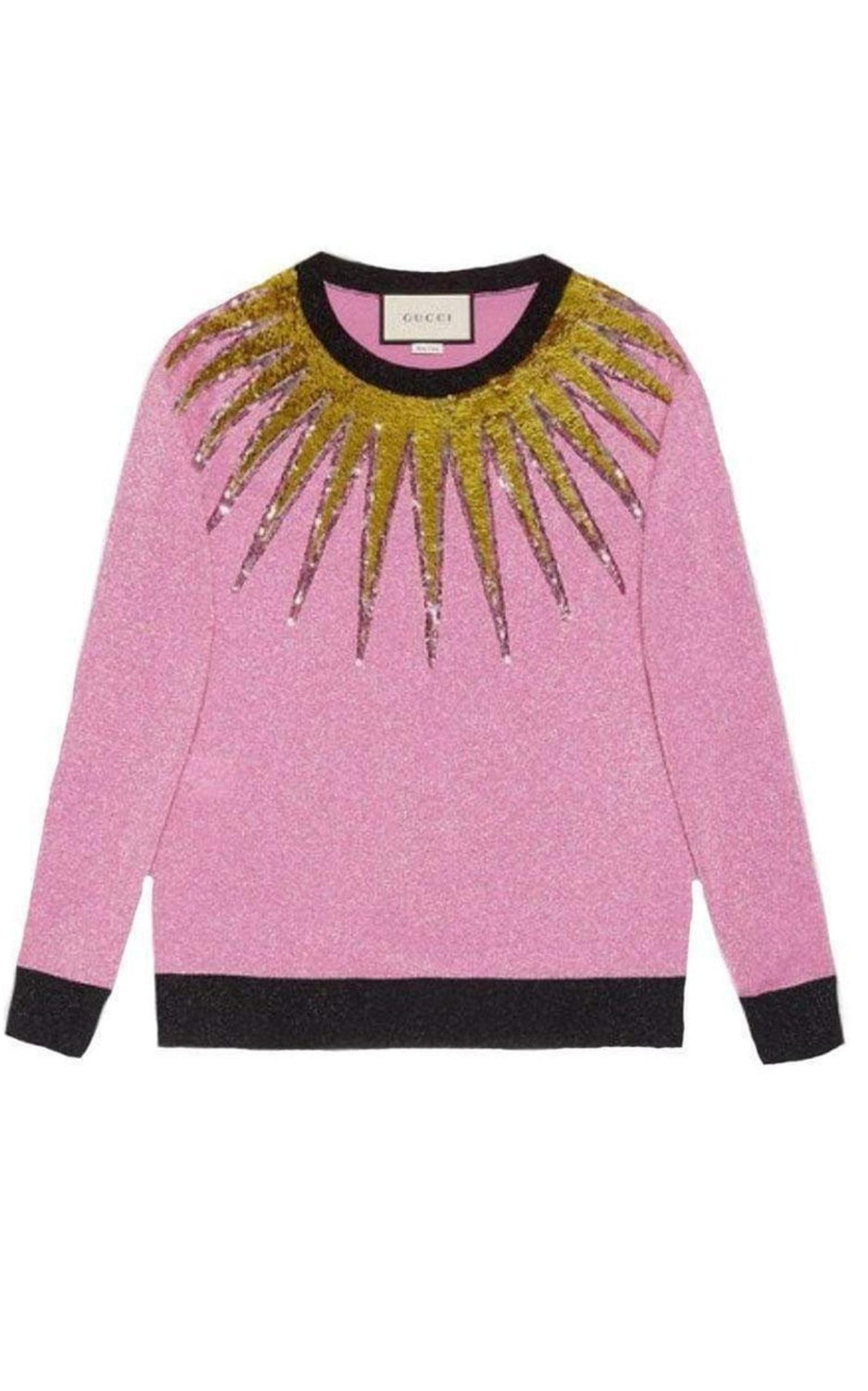 Embroidered Metallic Light Pink Sweater Gucci