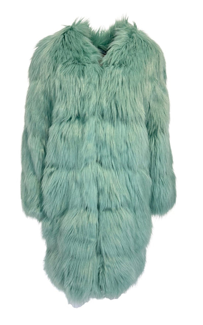Gucci Faux Fur Coat in Mint, Silk - Lined, Made in Italy - Runway Catalog