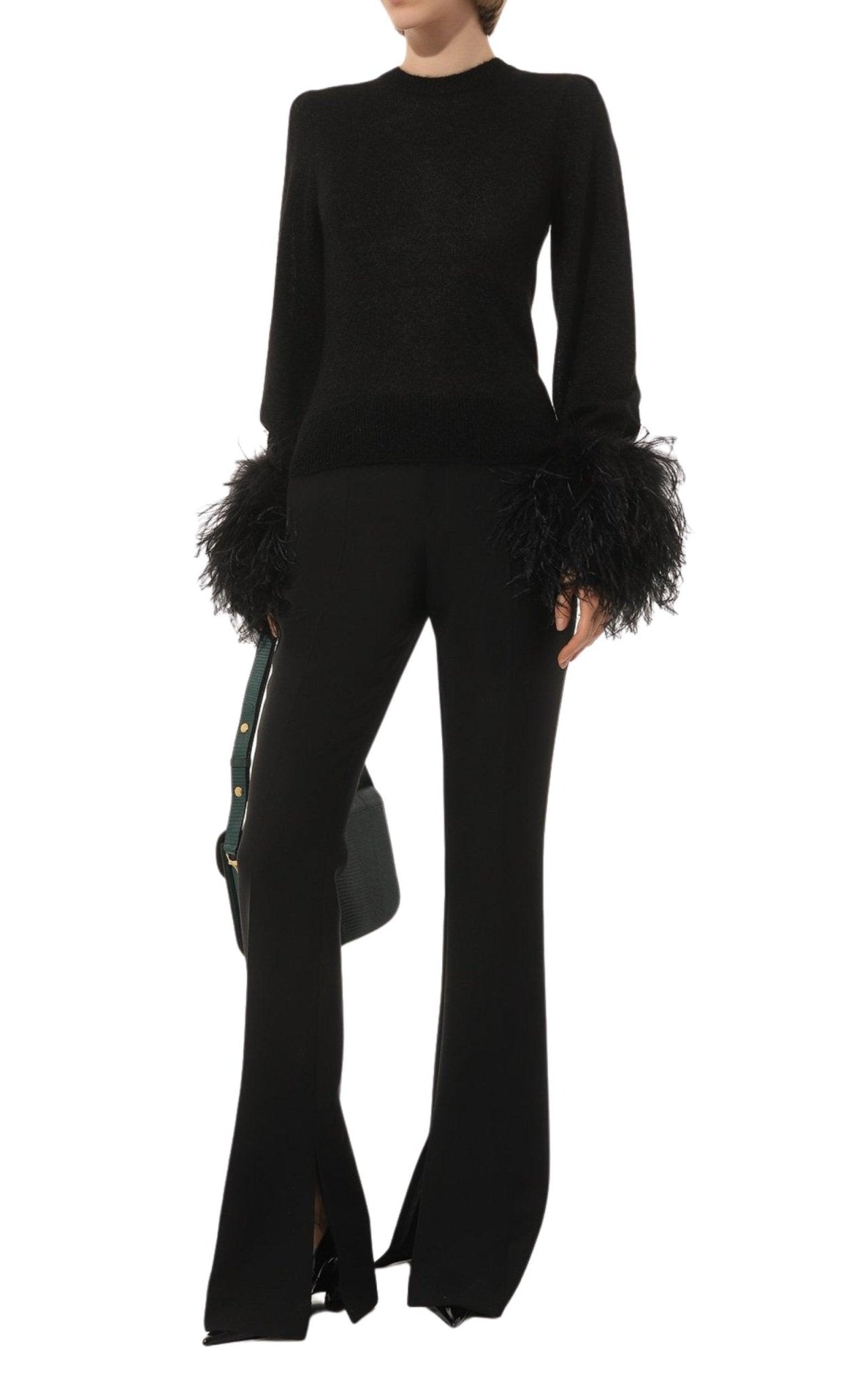 Gucci Feather Cuff Crew Sweater - Runway Catalog