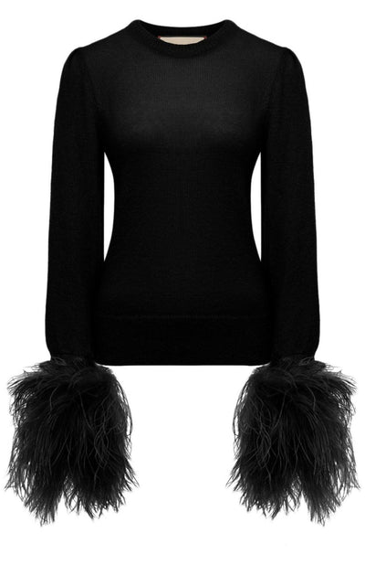 Gucci Feather Cuff Crew Sweater - Runway Catalog