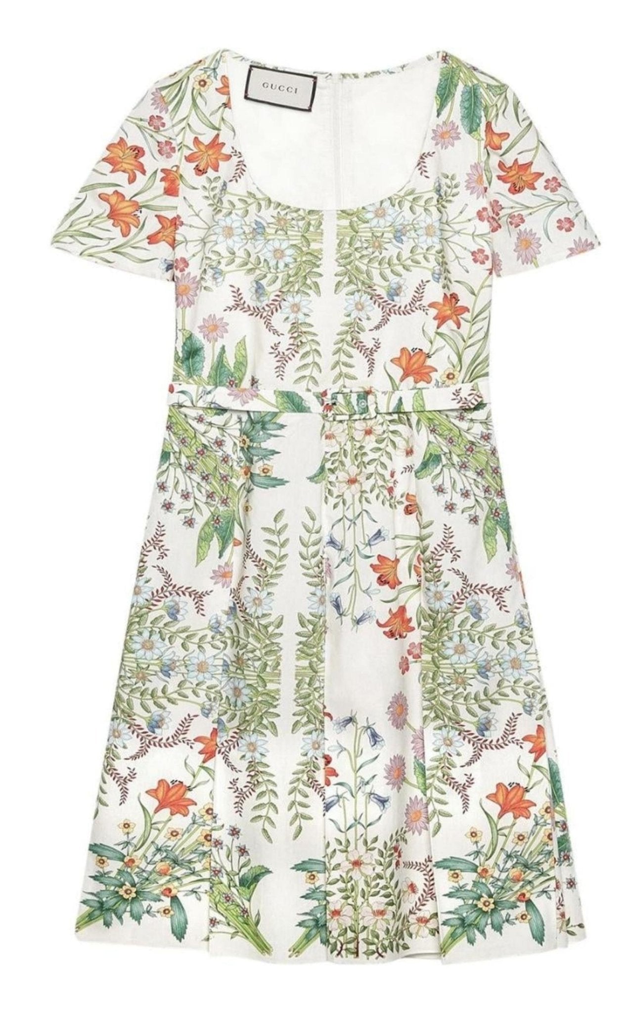 Gucci Flora Print Cotton Midi Dress - Runway Catalog