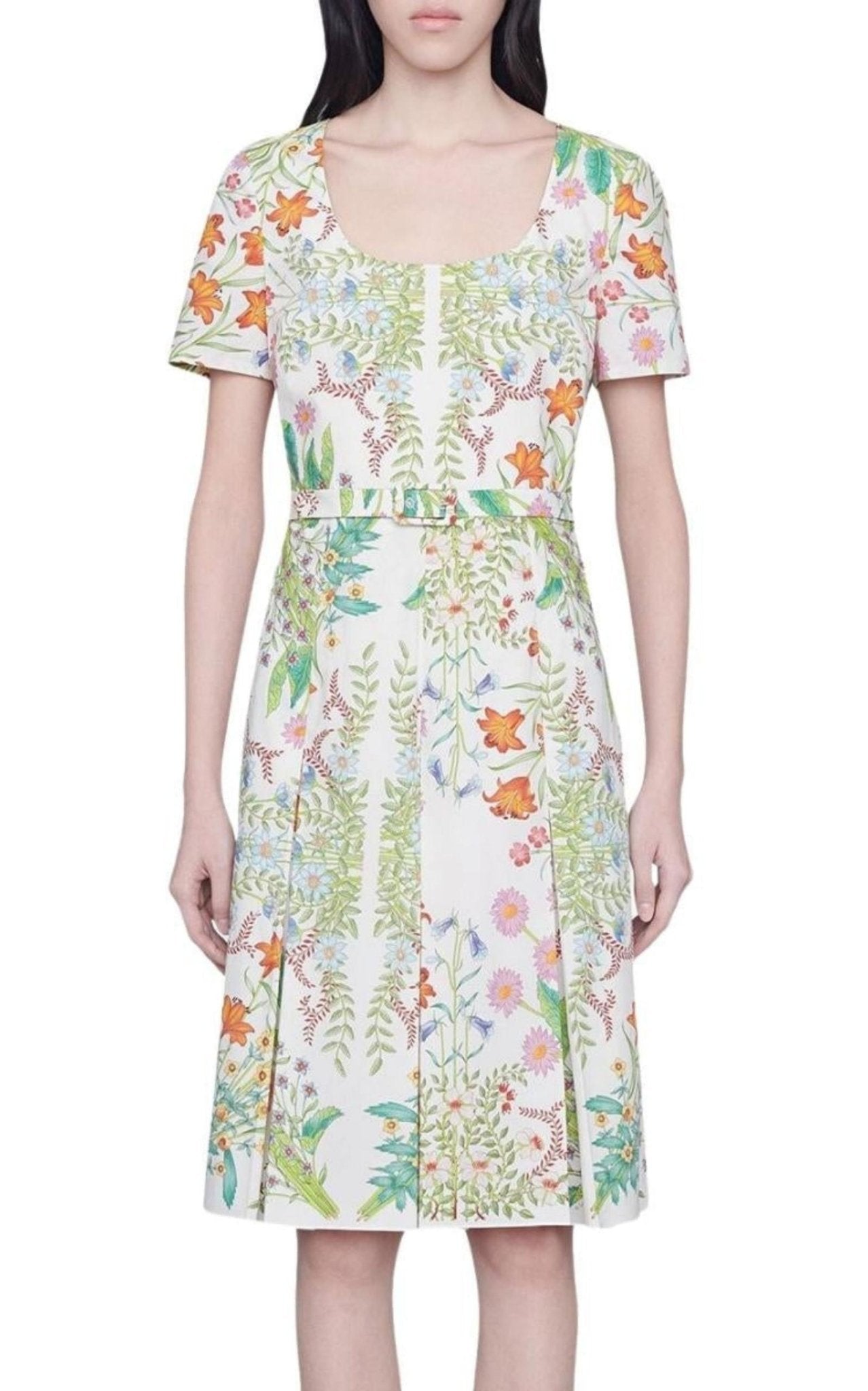 Gucci Flora Print Cotton Midi Dress - Runway Catalog