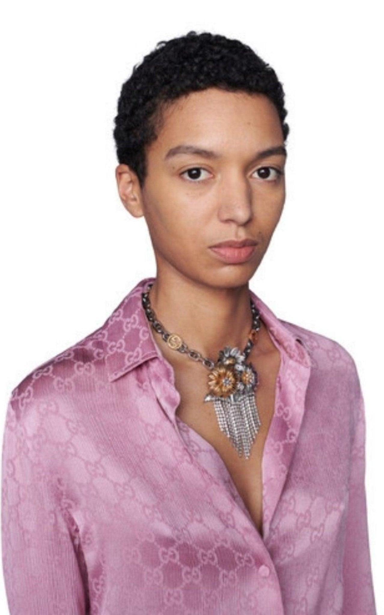 Gucci Floral Crystals Fringe Necklace - Runway Catalog