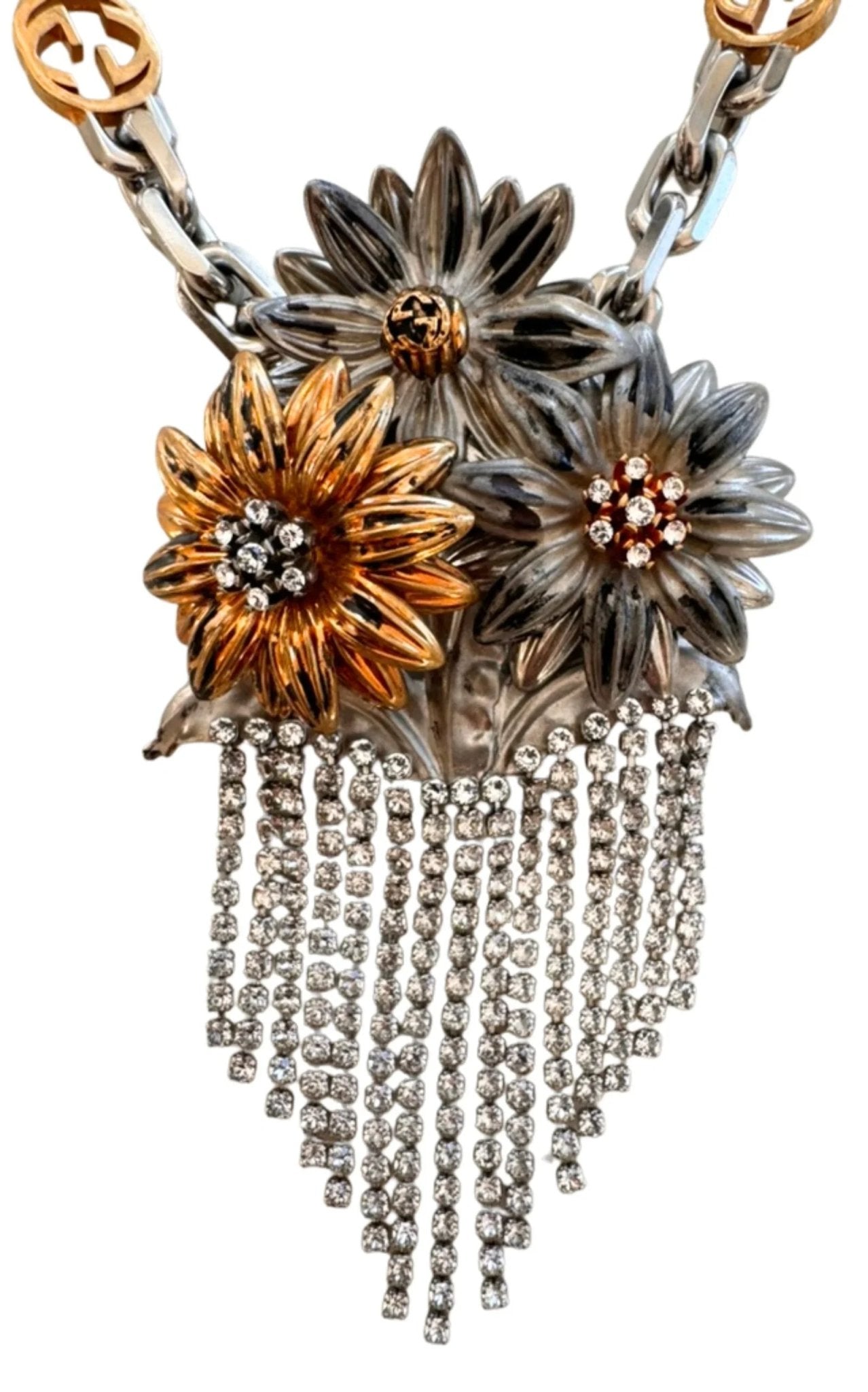 Gucci Floral Crystals Fringe Necklace - Runway Catalog