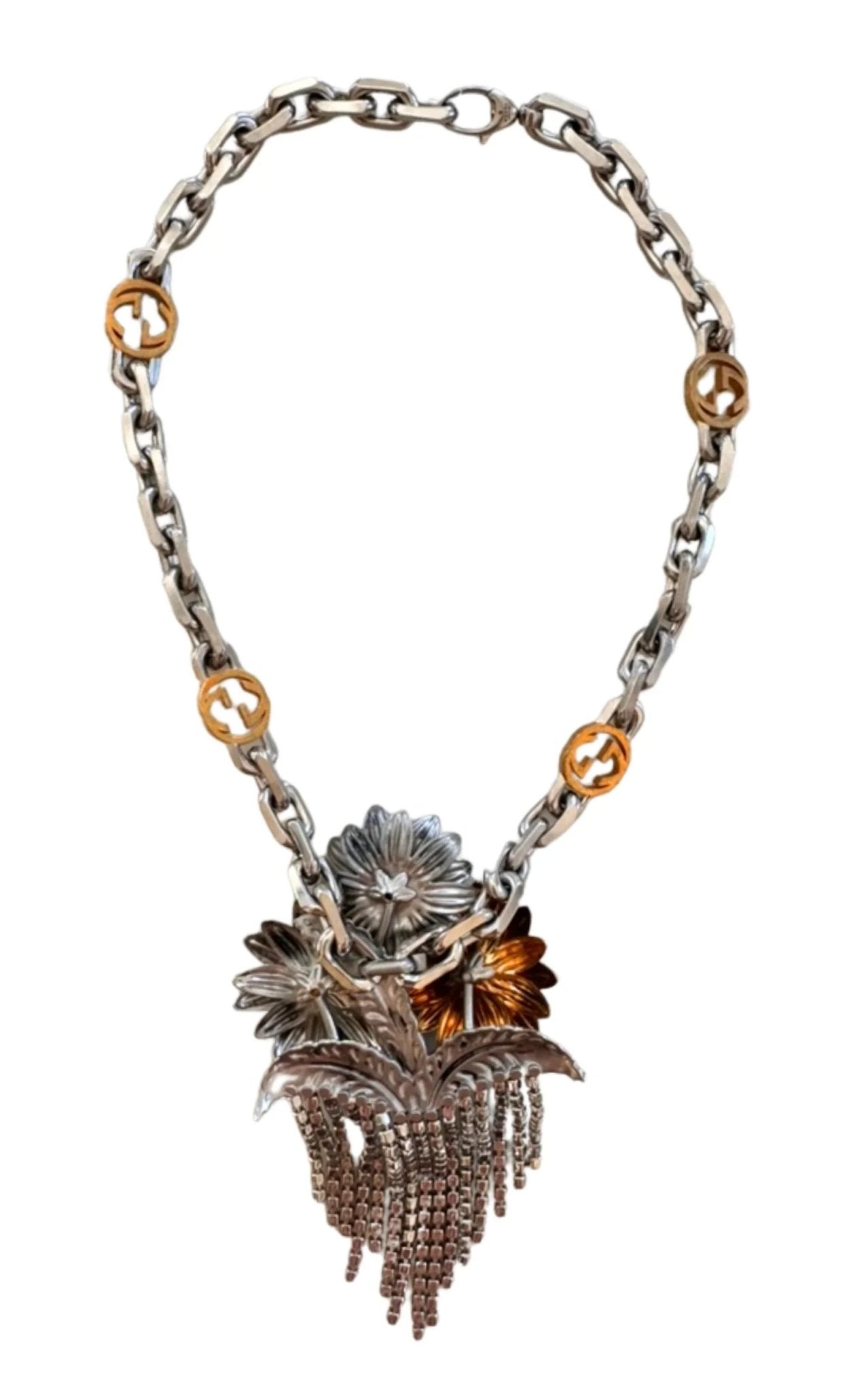 Gucci Floral Crystals Fringe Necklace - Runway Catalog