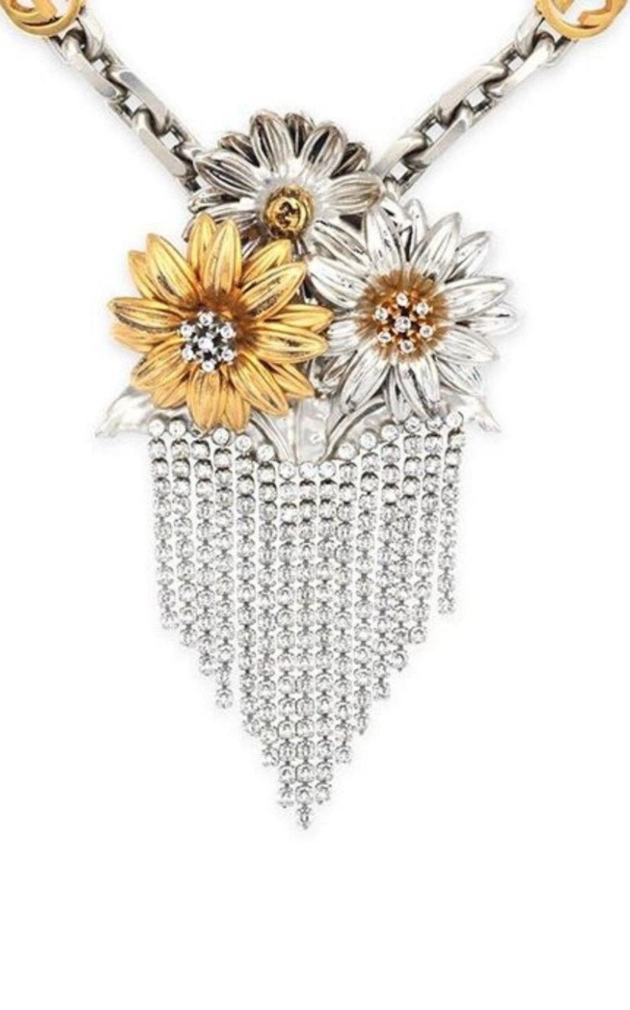 Gucci Floral Crystals Fringe Necklace - Runway Catalog