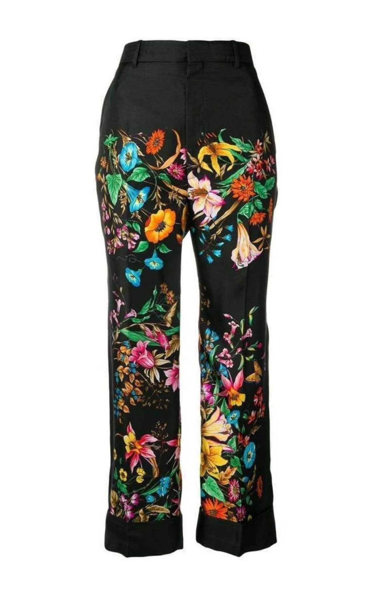Gucci Floral Print Cropped Silk Trousers Pants - Runway Catalog
