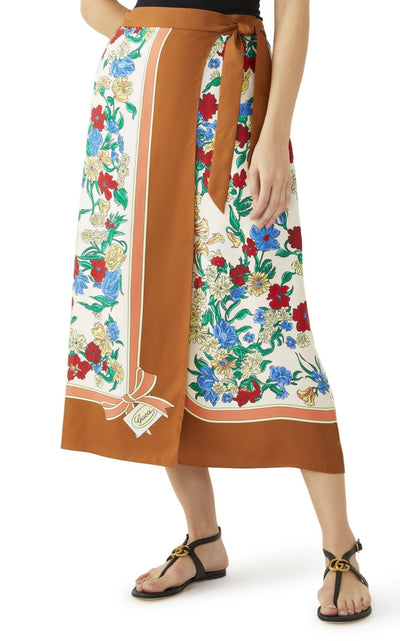 Gucci Floral Print Silk Wrap Skirt - Runway Catalog