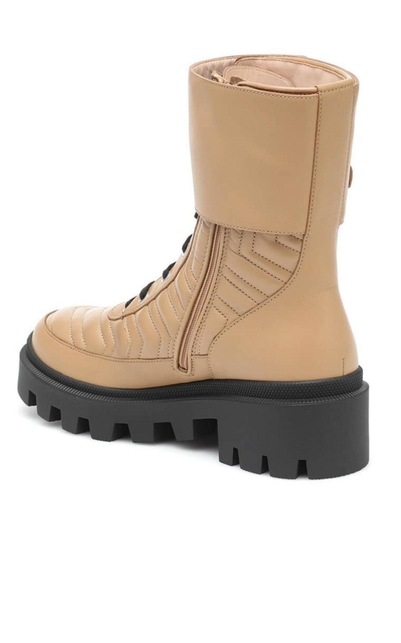 Gucci Frances Leather Combat Boots - Runway Catalog
