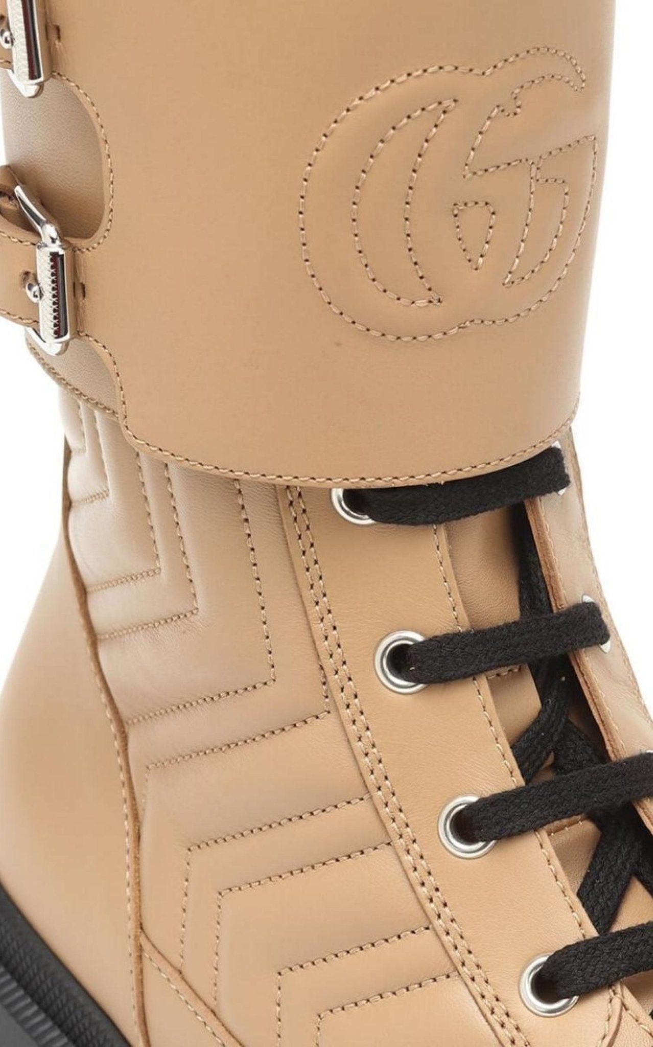 Gucci Frances Leather Combat Boots - Runway Catalog