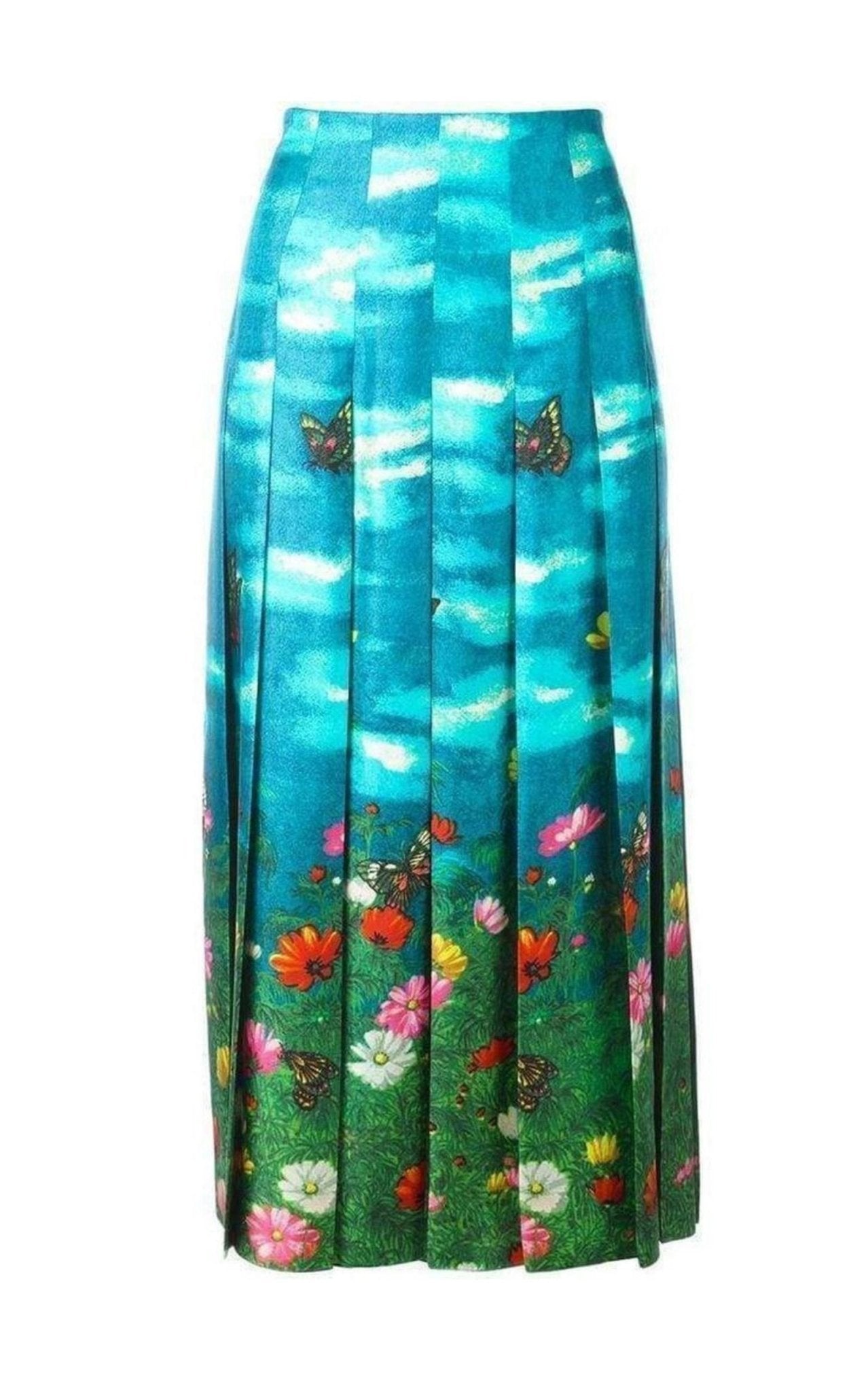 Gucci Garden Print Pleated Silk Skirt - Runway Catalog