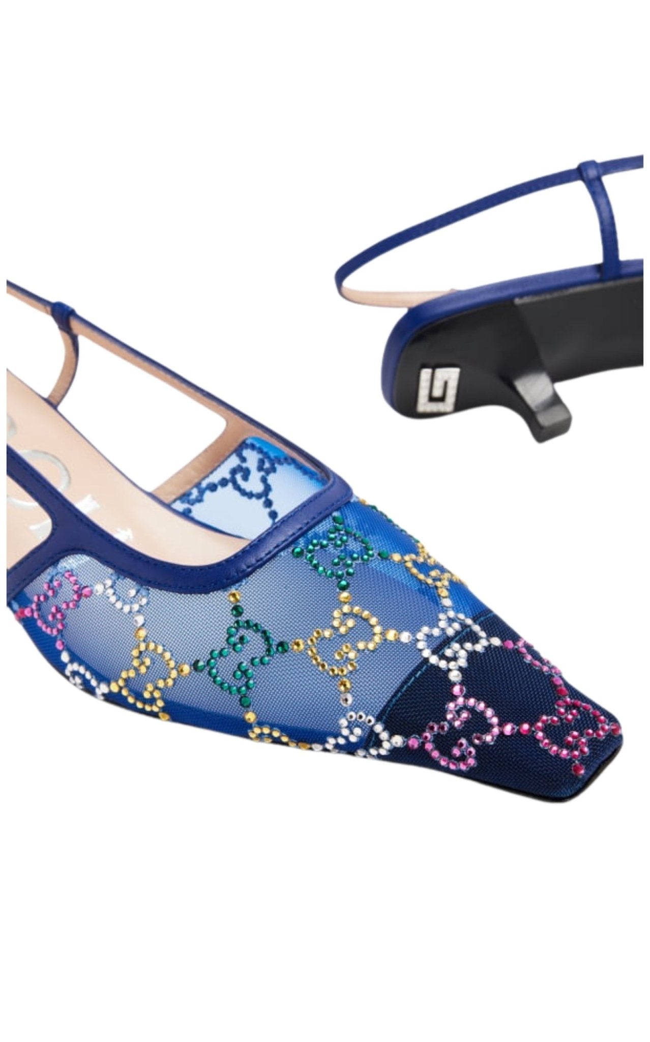 靴 Gucci GG Crystal Slingback Pumps Gucci GG Crystal Slingback Heels 30mm - Runway Catalog