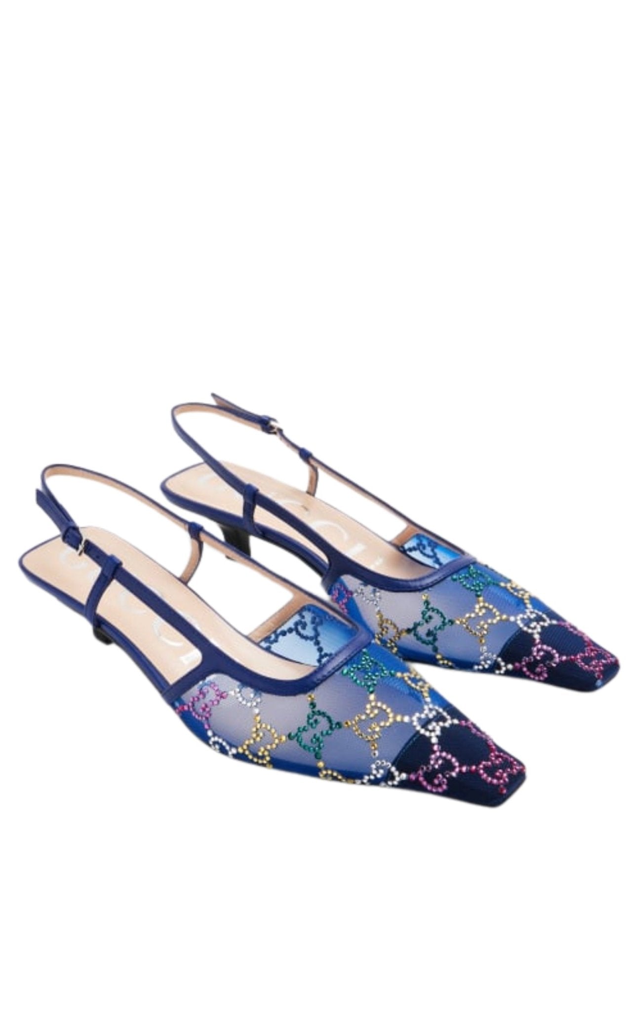 Gucci GG Crystal Slingback Heels 30mm - Runway Catalog