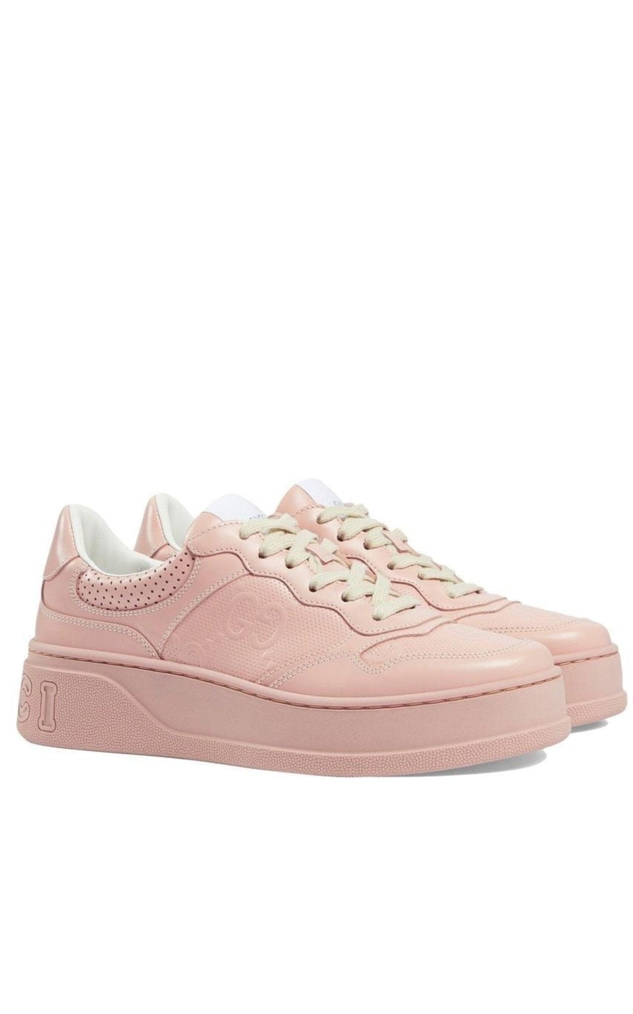 Gucci GG Embossed - logo Leather Sneakers - Runway Catalog