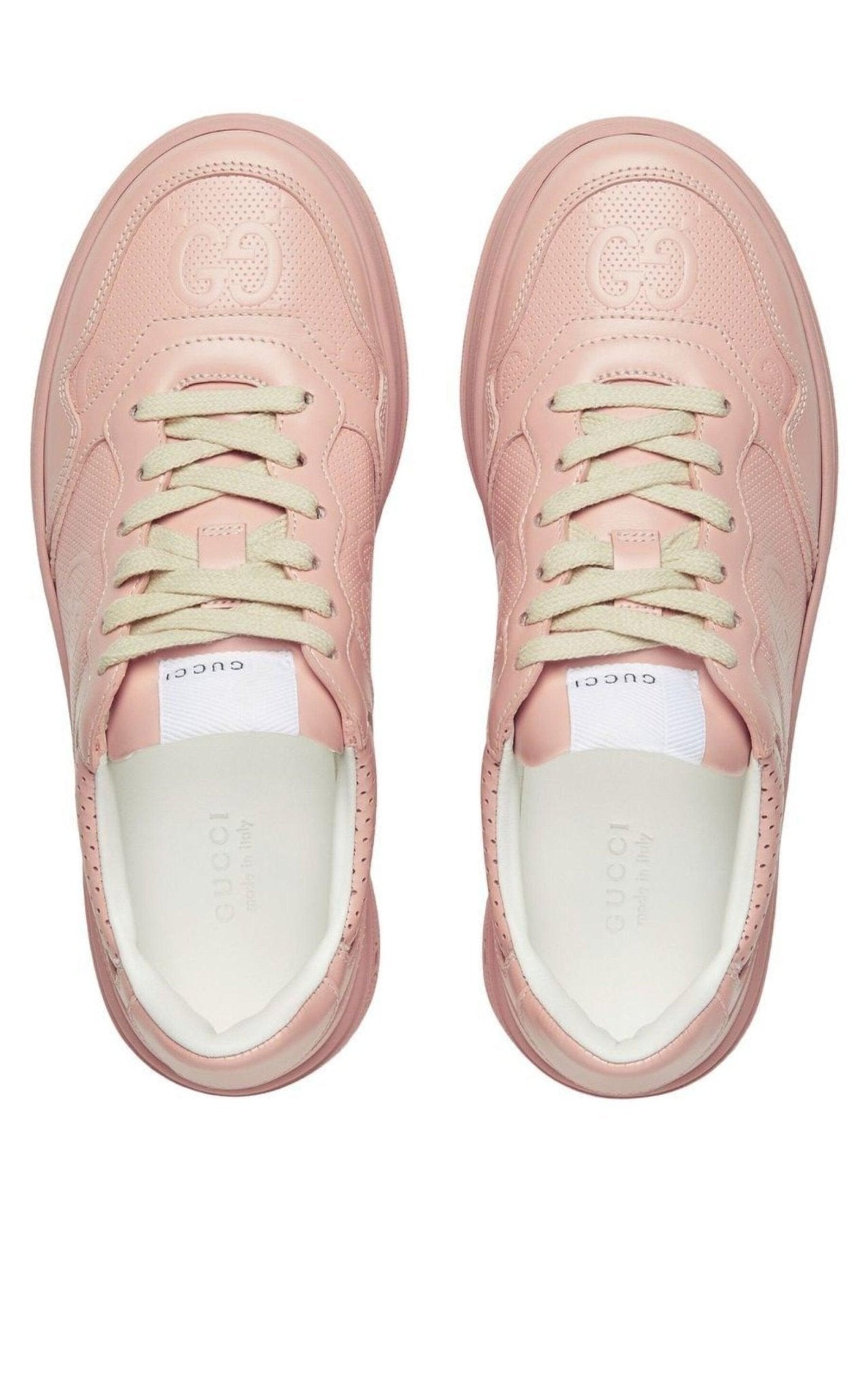 Gucci GG Embossed - logo Leather Sneakers - Runway Catalog