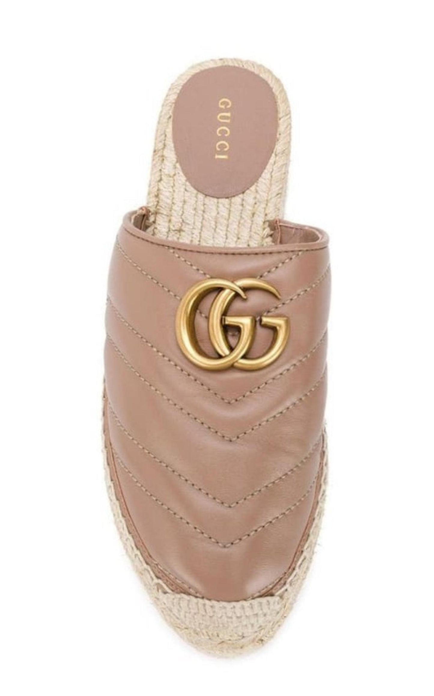 Pink Gucci Espadrille Mule IT Beige LeatherGG Espadrille Mules