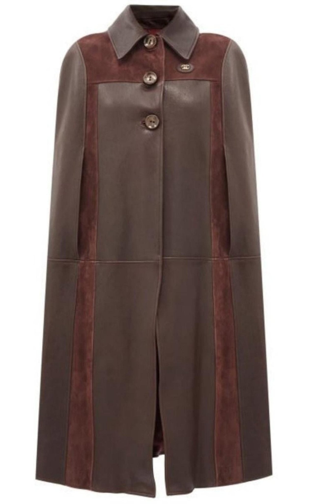 Gucci GG - logo Leather And Suede Cape - Runway Catalog