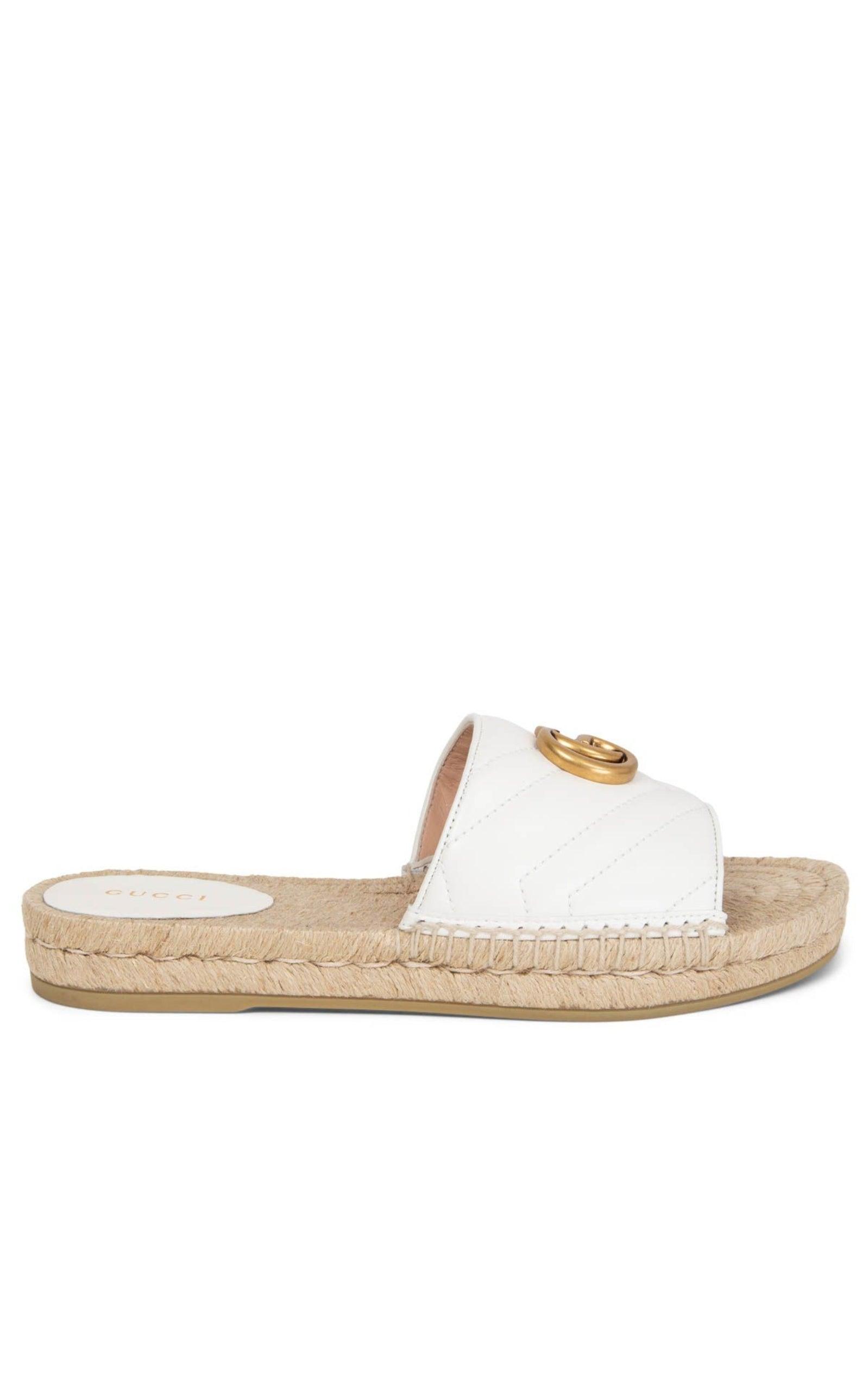 Gg Logo Quilted Leather Espadrilles Gucci