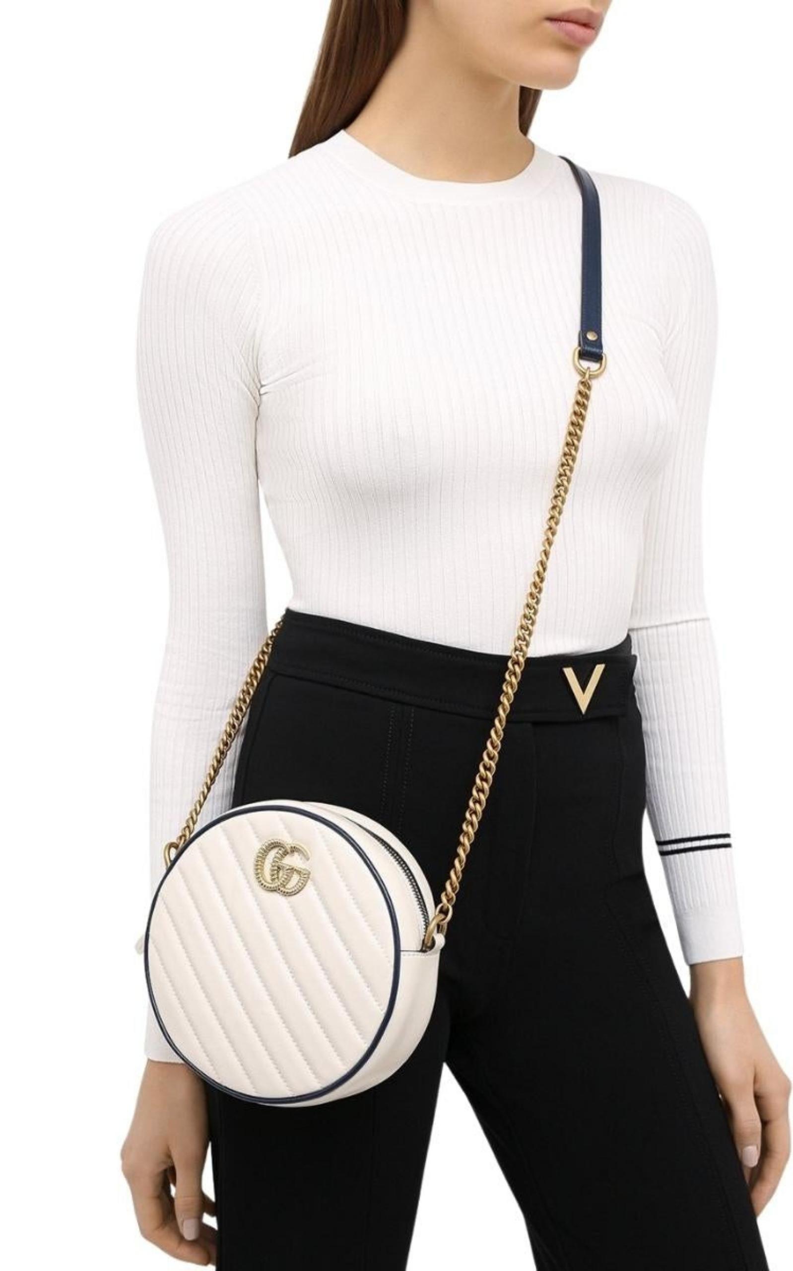 Gucci gg marmont mini round shoulder fashion bag