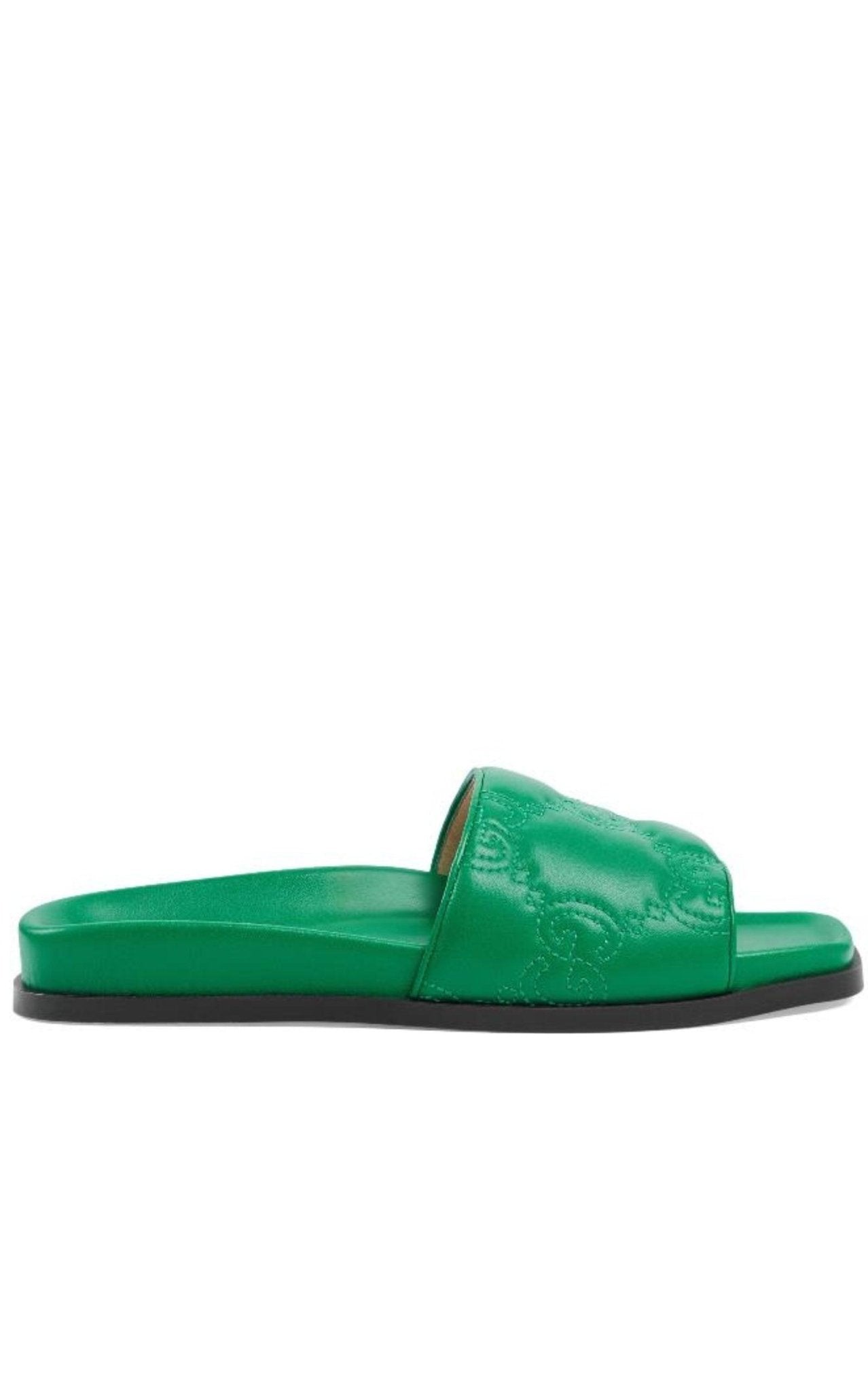 Gucci Gg Matelassé Slide Sandal In Green - Runway Catalog