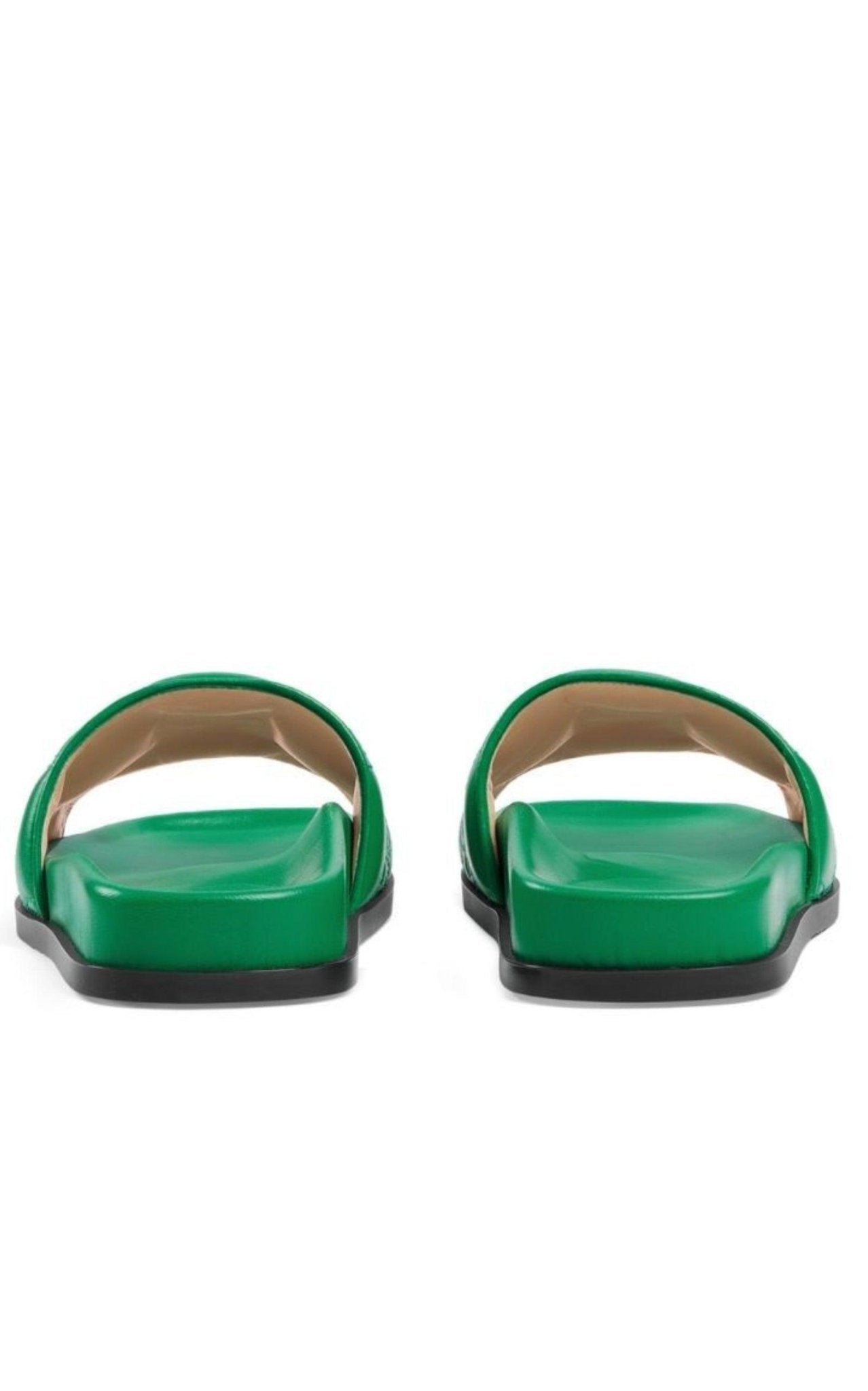 Gucci Gg Matelassé Slide Sandal In Green - Runway Catalog