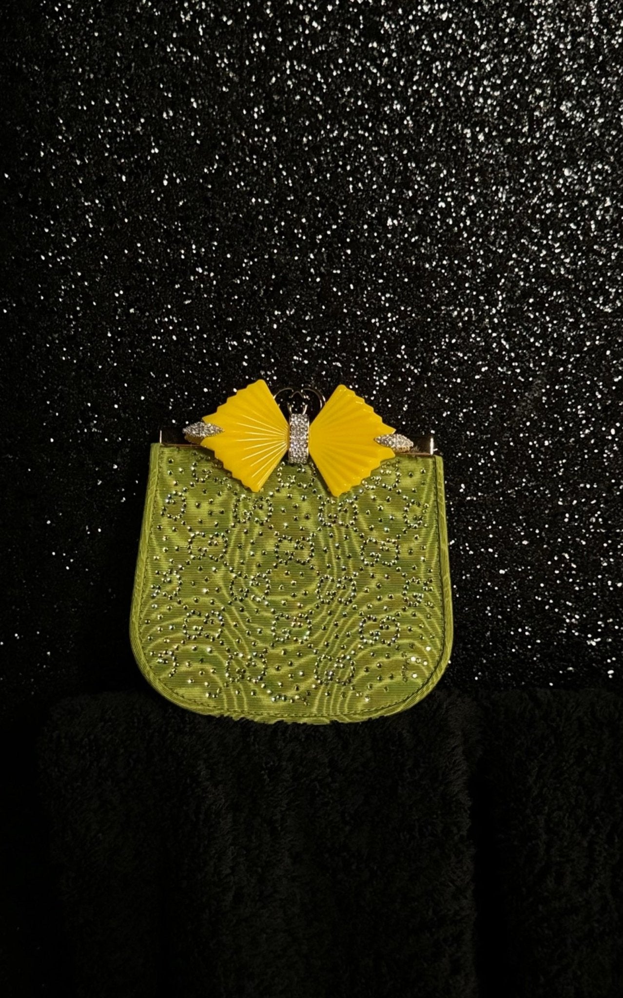 Gucci GG Moire Fabric Handbag with Bow and Crystals - Runway Catalog