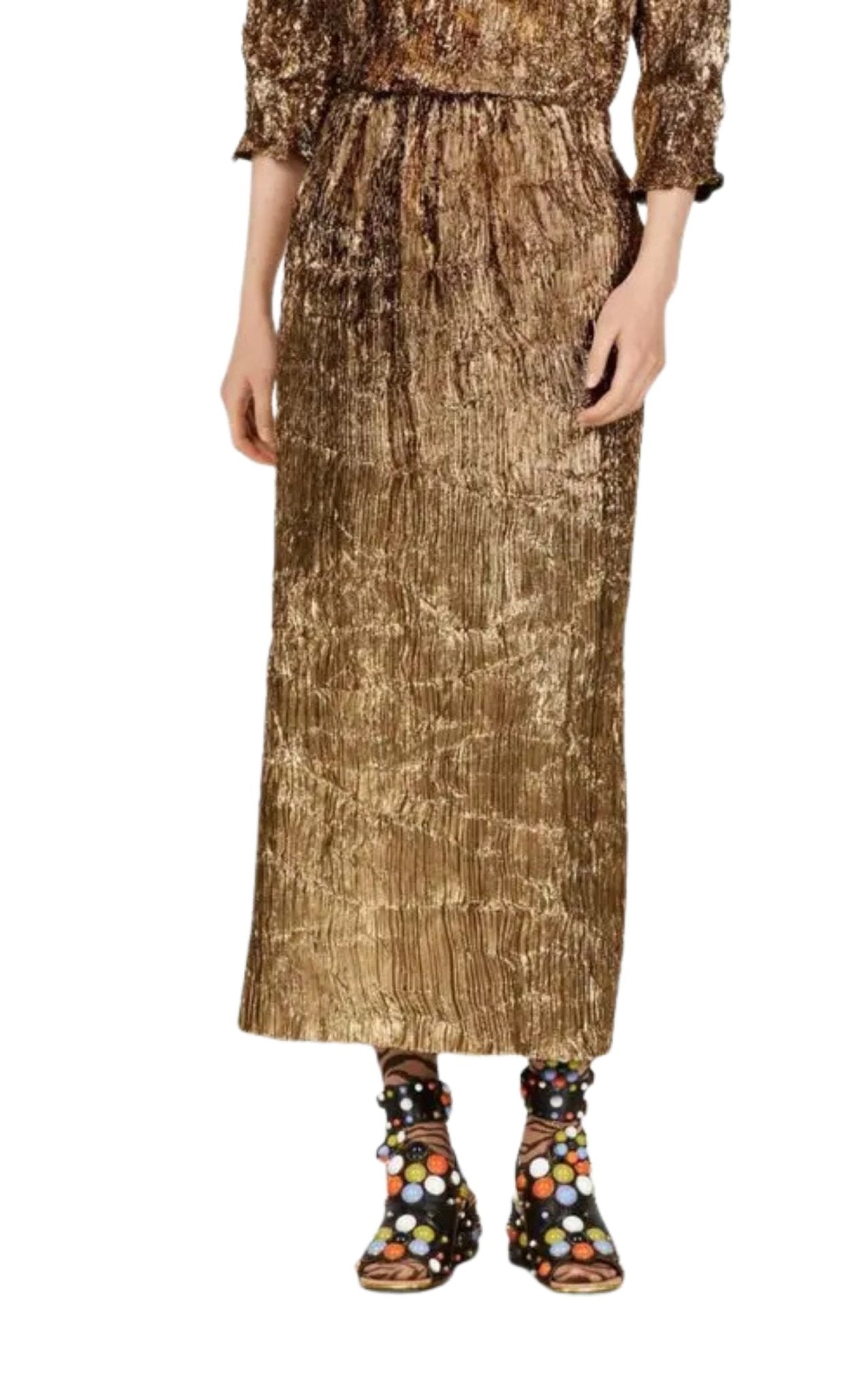 Gucci Gold Froisse Lurex Skirt - Runway Catalog