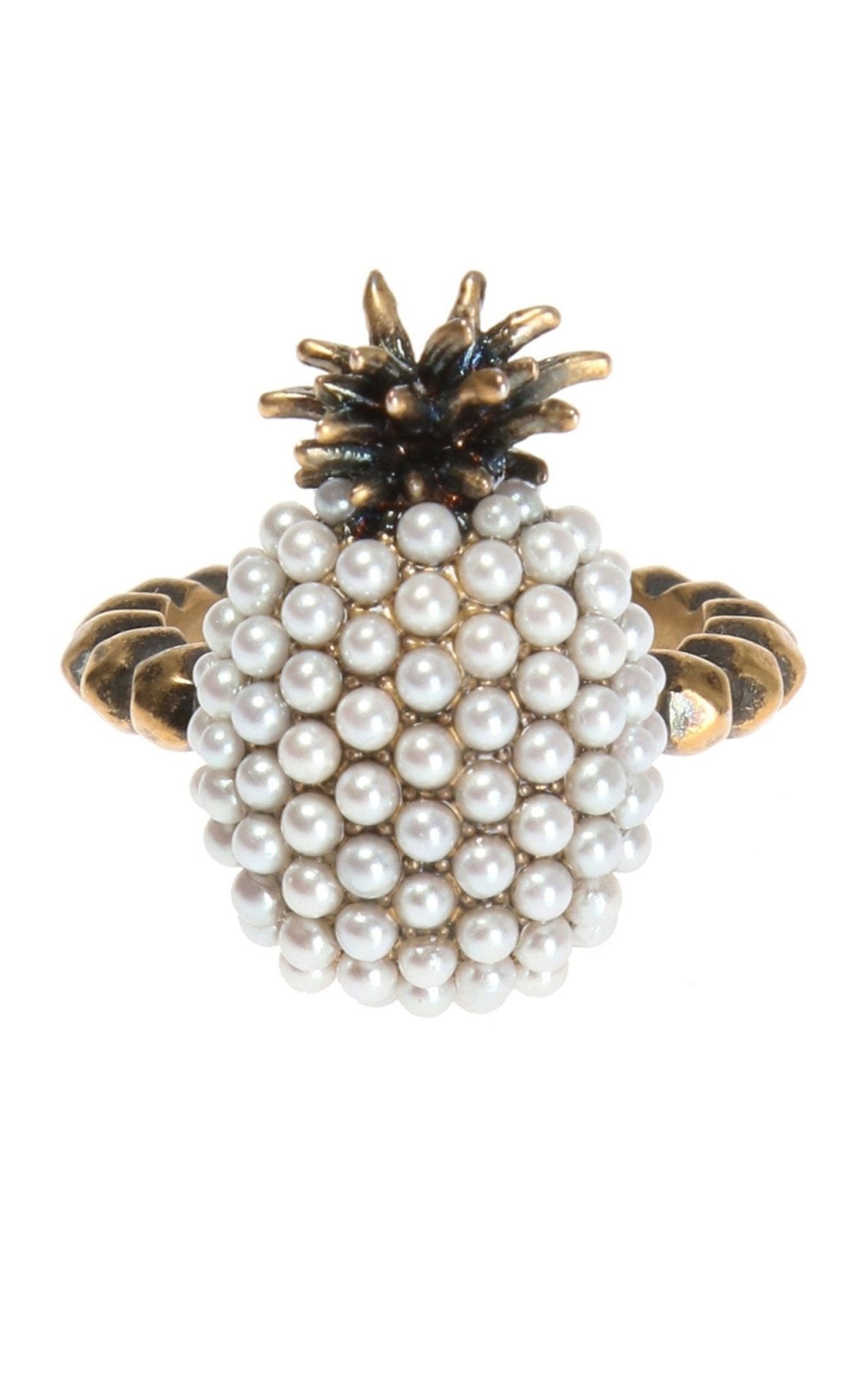 Gucci Gold Pearl Pineapple Ring - Runway Catalog