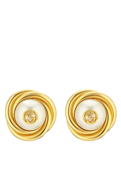 Gold-tone Double G Faux Pearl Clip-on Earrings Gucci