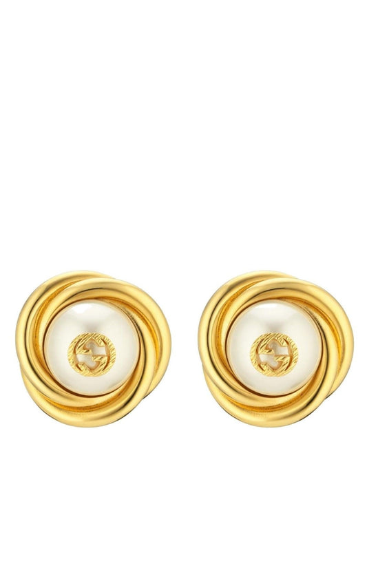 Gold-tone Double G Faux Pearl Clip-on Earrings Gucci