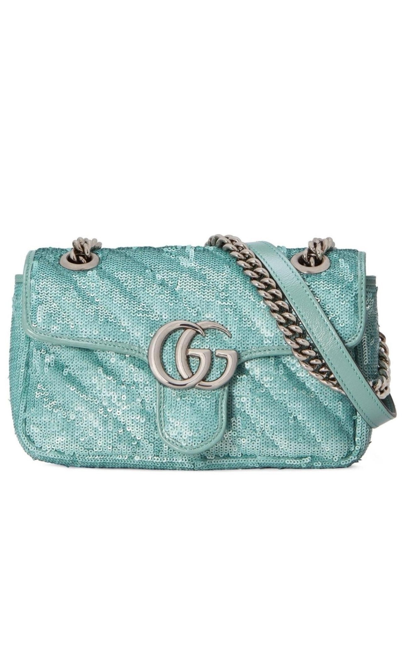 Gucci Green GG Marmont Mini Sequin Shoulder Bag - Runway Catalog
