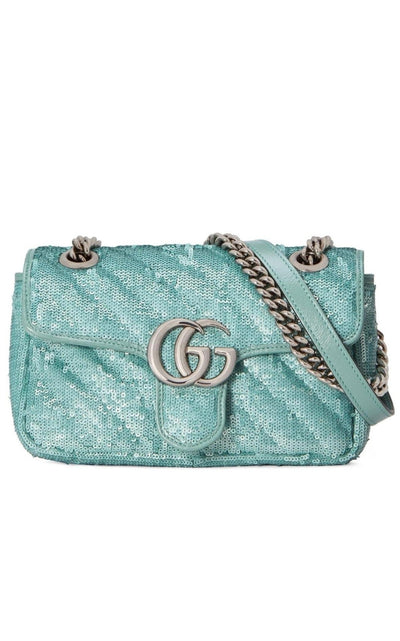 Gucci Green GG Marmont Mini Sequin Shoulder Bag - Runway Catalog