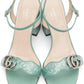 Green Sequin GG Marmont Mid Heeled Sandals Gucci