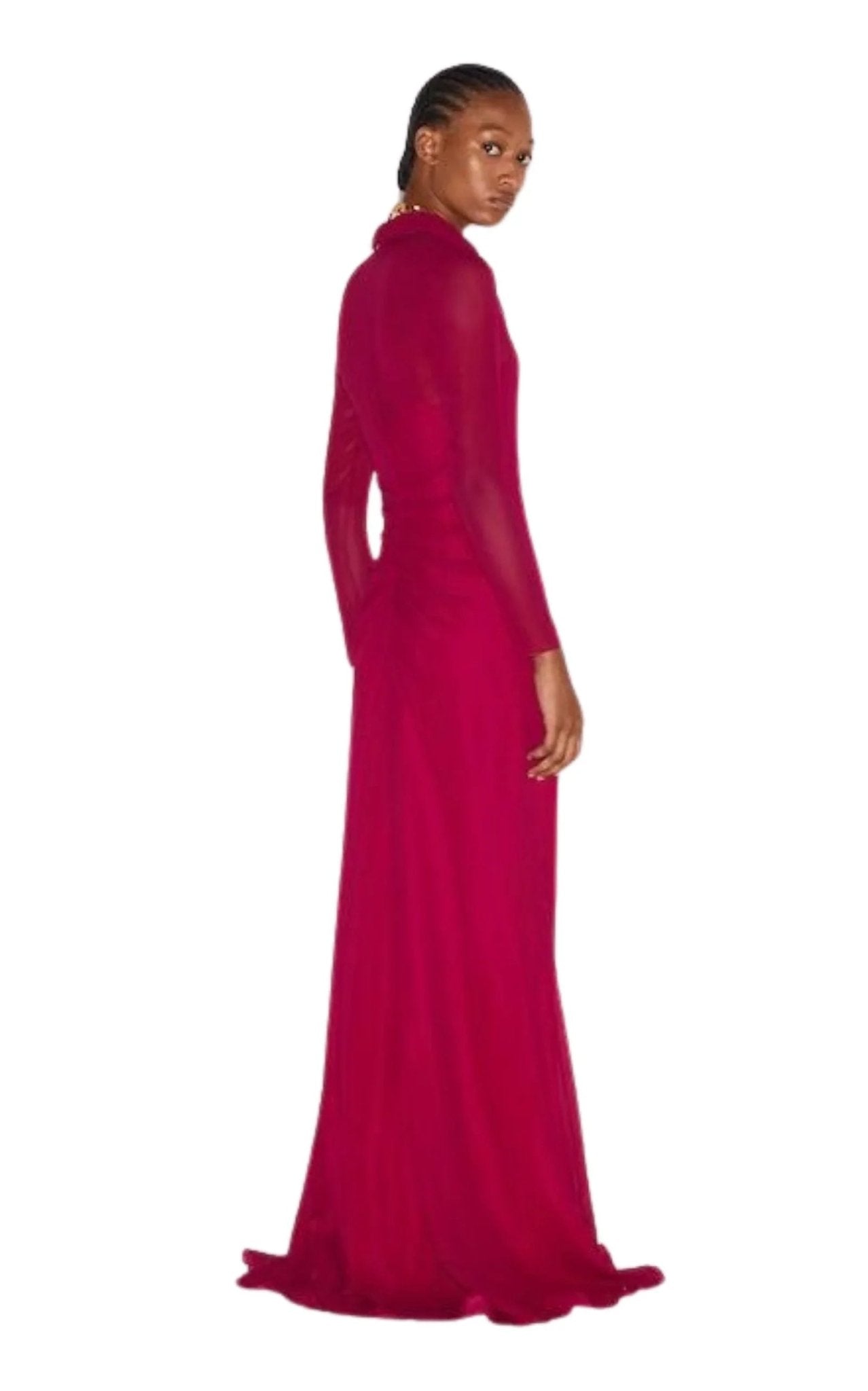 Gucci Gucci Fuchsia Silk Maxi Shirt Dress - Runway Catalog