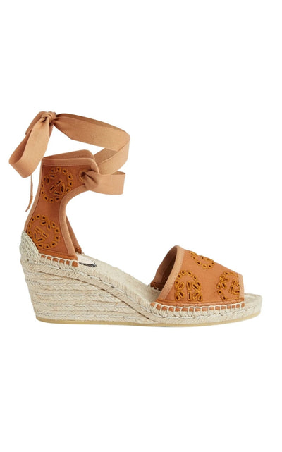 Gucci Gucci Interlocking G Platform Espadrilles in Brown Canvas Ribbon Tie - Runway Catalog