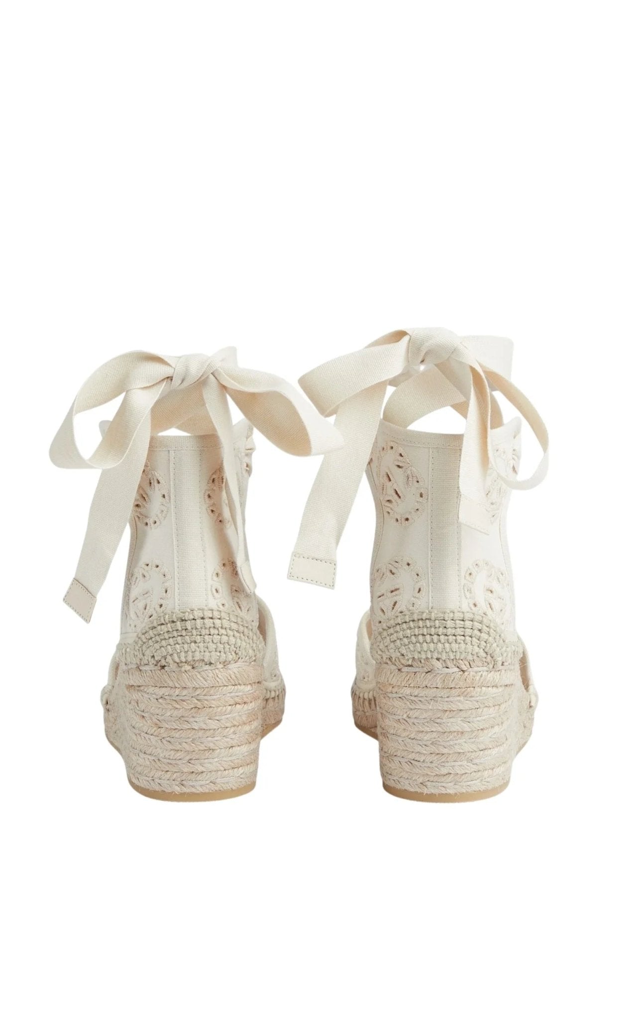 Gucci Gucci Interlocking G Platform Espadrilles in Ivory Canvas Ribbon Tie - Runway Catalog