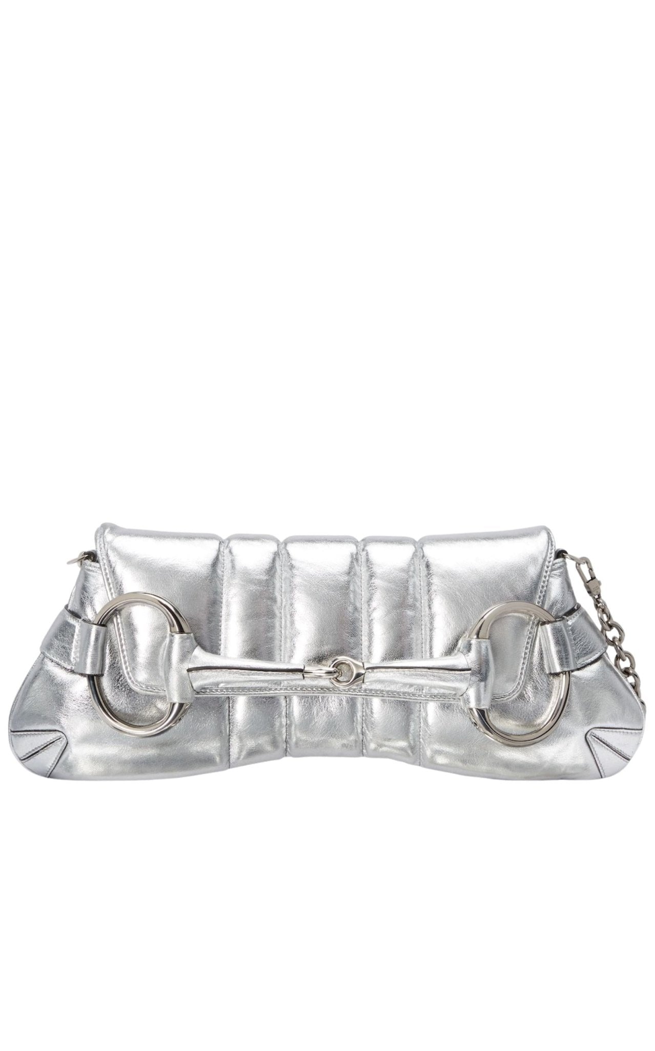 Gucci Gucci Silver Horsebit Chain Medium Shoulder Bag - Runway Catalog