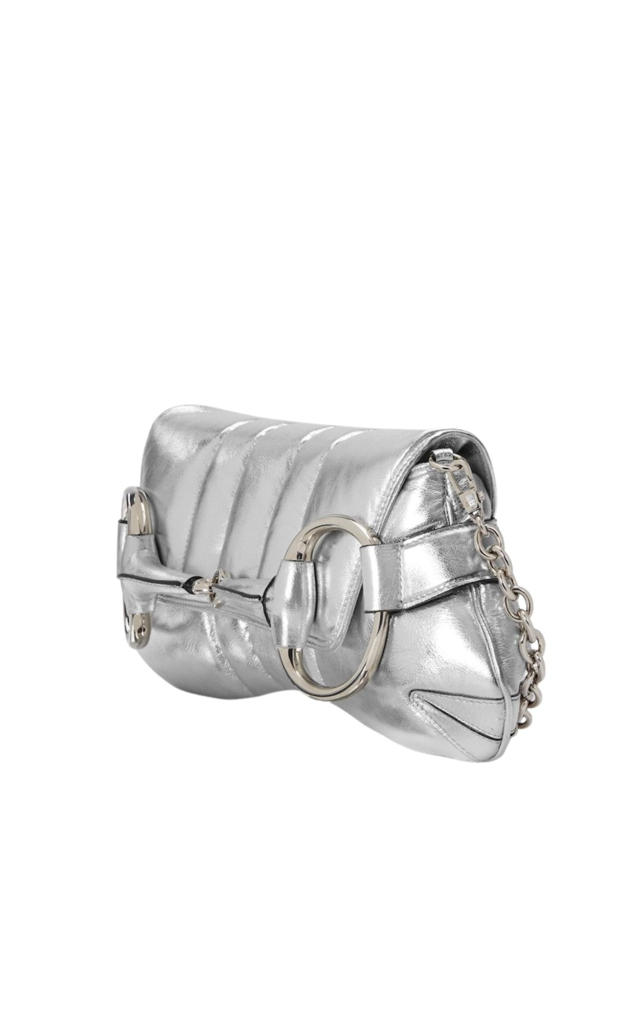 Gucci Gucci Silver Horsebit Chain Medium Shoulder Bag - Runway Catalog