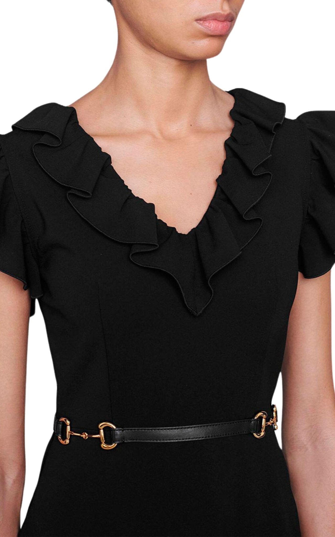 Gucci Horsebit Belted Ruffle Trim Mini Dress - Runway Catalog
