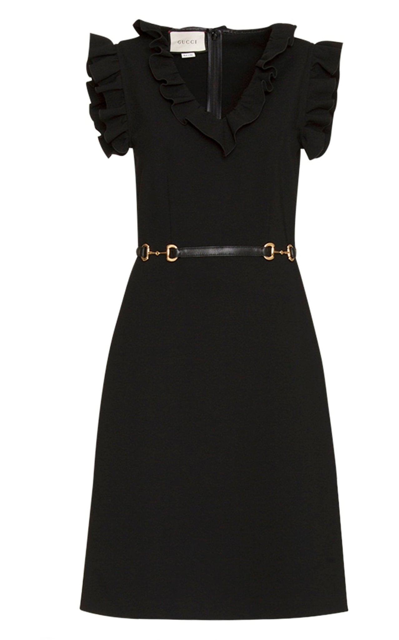 Gucci Horsebit Belted Ruffle Trim Mini Dress - Runway Catalog