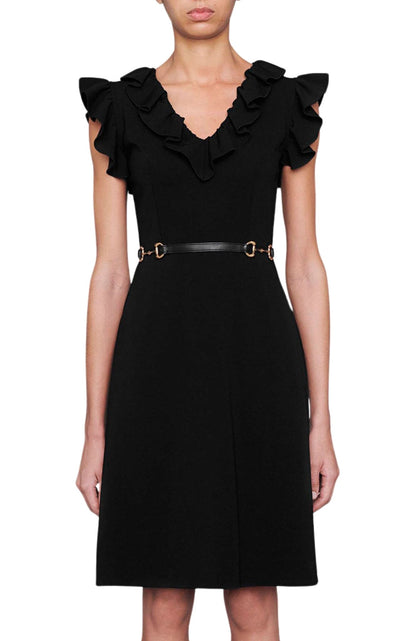 Gucci Horsebit Belted Ruffle Trim Mini Dress - Runway Catalog