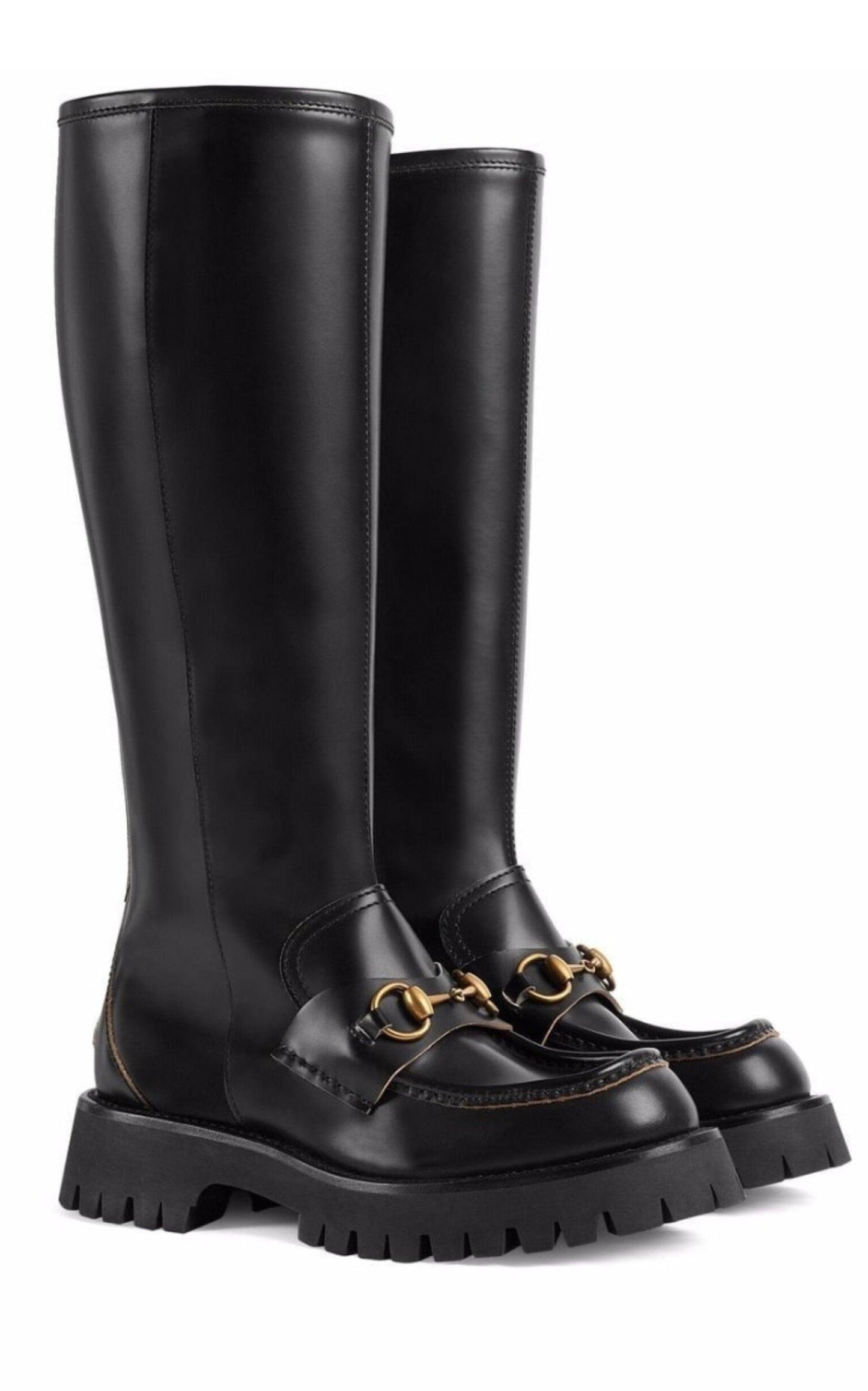 Horsebit Detail Knee-high Boots Gucci