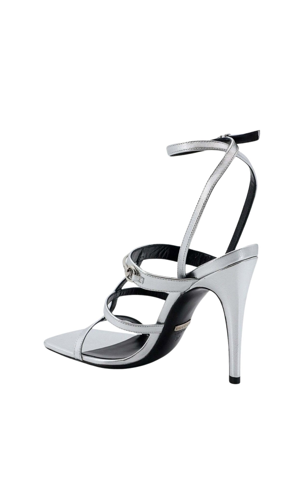 Gucci Horsebit Silver Leather Sandals - Runway Catalog