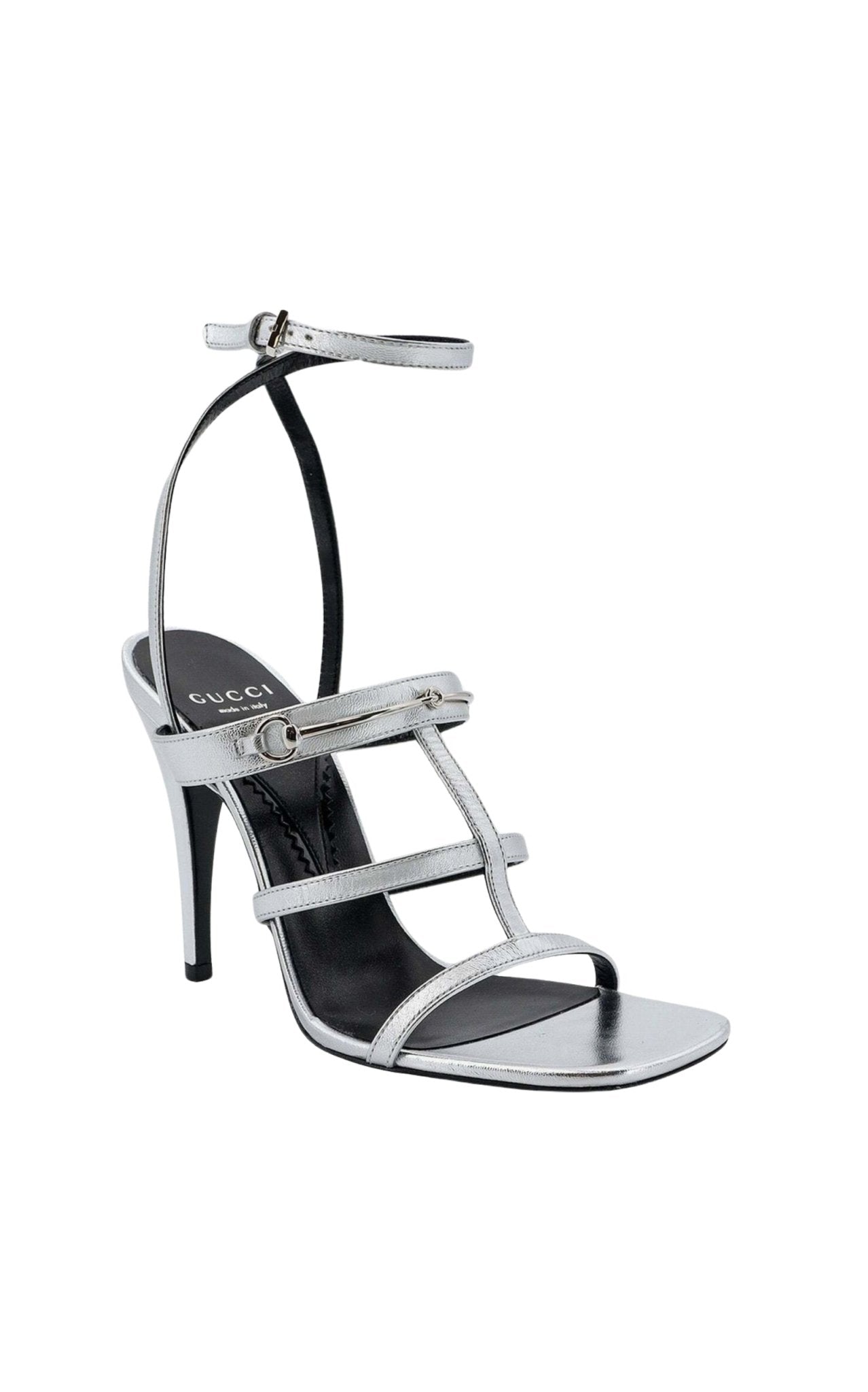 Gucci Horsebit Silver Leather Sandals - Runway Catalog