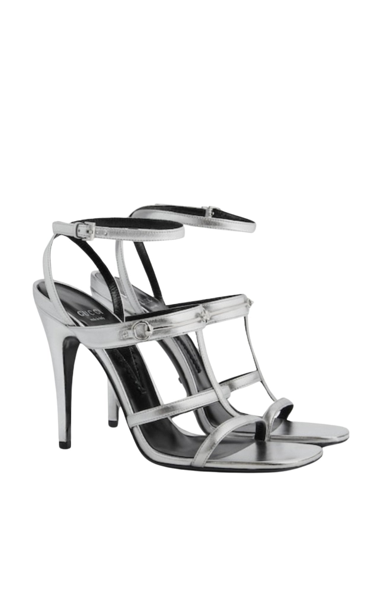 Gucci Horsebit Silver Leather Sandals - Runway Catalog
