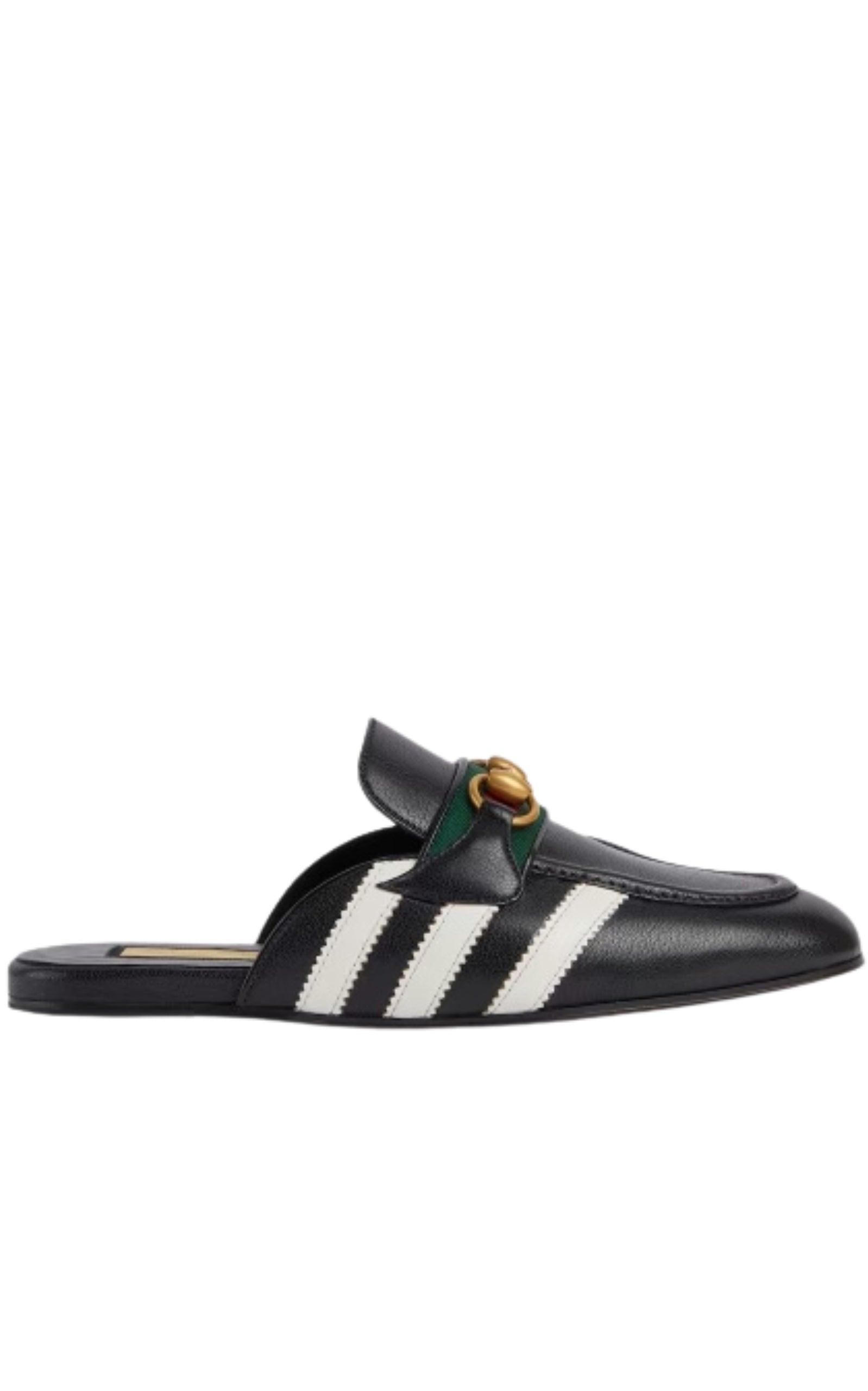 Horsebit x Adidas Leather Slipper in Black Gucci