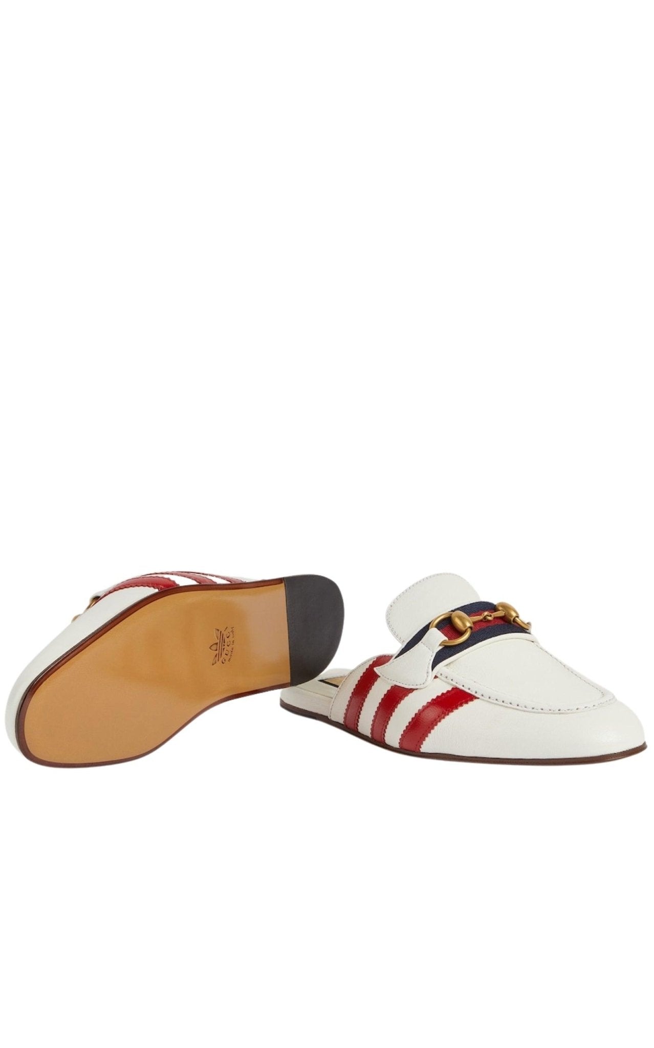Gucci Horsebit x Adidas Leather Slipper in White - Runway Catalog