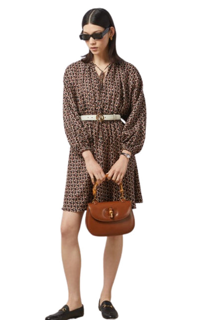 Gucci Interlocking G Chain Print Silk Dress - Runway Catalog