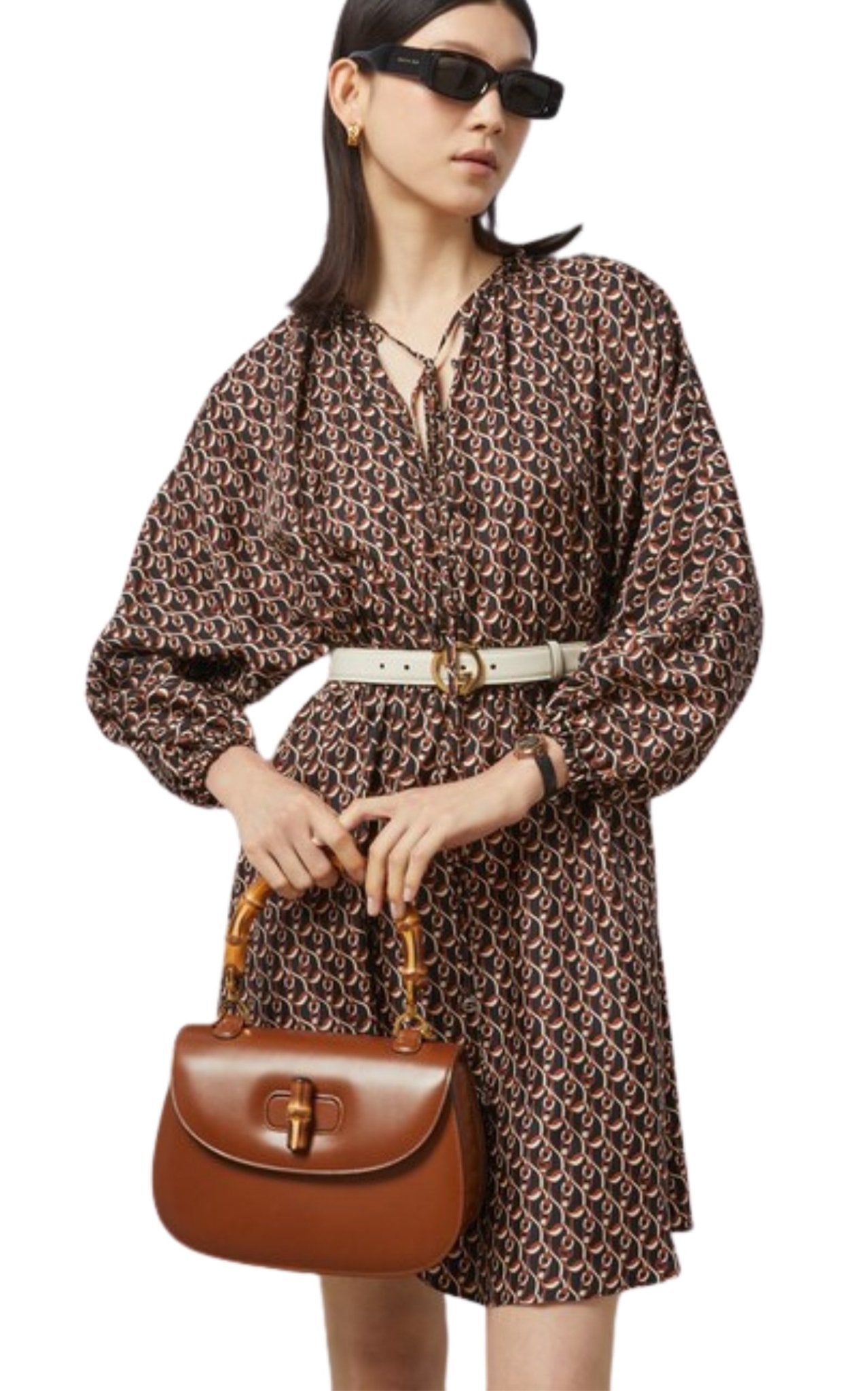 Gucci Interlocking G Chain Print Silk Dress - Runway Catalog